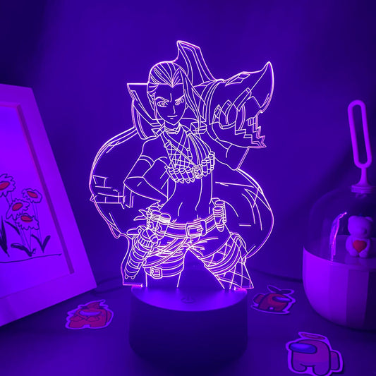 LOL League of Legends Game Figure Jinx 3D Led Neon Night Light Sitting Room Colorful Decor Game LOL Jinx Lava Lamp Gifts For Kid