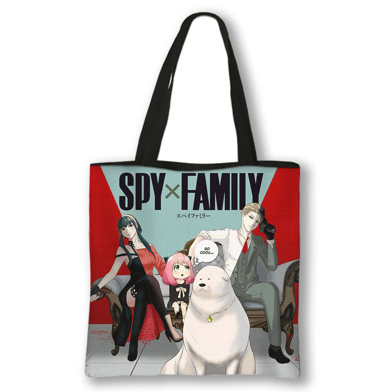 Japanese Anime Spy x Family Print Handbag Women Manga Characters Anya Shopping Bags Harajuku Totes Bag Canvas Shoulder Bags Gift