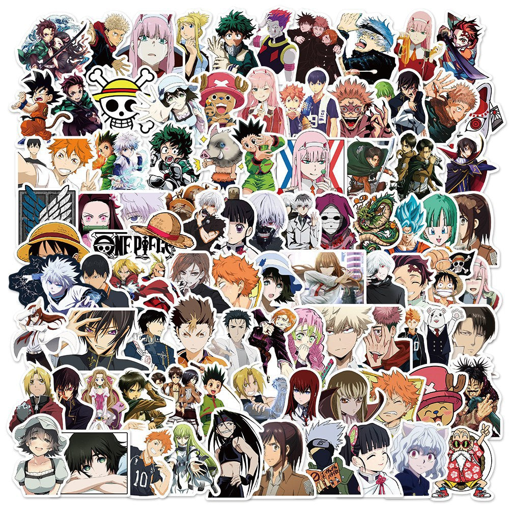 100pcs Varied Anime Stickers Attack on Titan / Spirited Away / Tokyo Avengers / Dragon Ball / Naruto Sticker Cute Sticker Pack