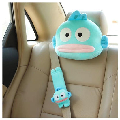 Cartoon Car Pillow Seat Belt Cover Sanrioed Anime Hangyodon Sanrio Plush Toys Kawaii Plushie Headrest Seat Belt Cover Protective Case