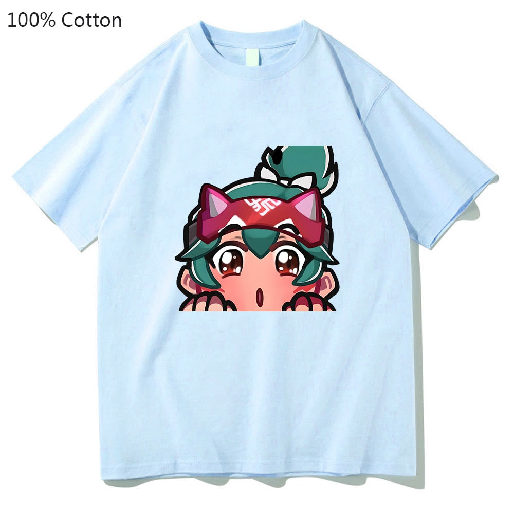 Kiriko Overwatch 2 T-shirts WOMEN 100% Cotton Kawaii/Cute T Shirts Hot Game Tshirts Handsome Short Sleeve Cartoon Fashion O-neck