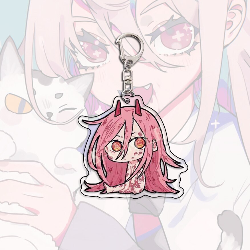 Kawaii Figures Anime Chainsaw Man Keychain Pochita Power Makima Angel Hayakawa Aki Key Ring 6cm Acrylic Charm Key Chain Llaveros