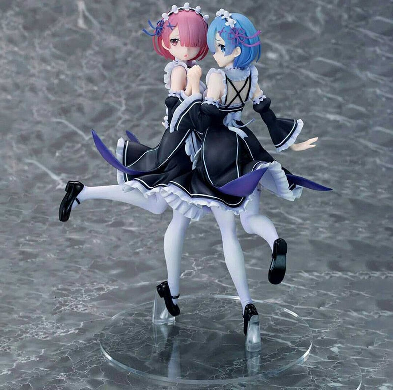 25cm Re: ZERO Starting Life in Another World Anime Figure Rem & Ram Twins Action Figure Rem/Ram Figure Collection Model Doll Toys