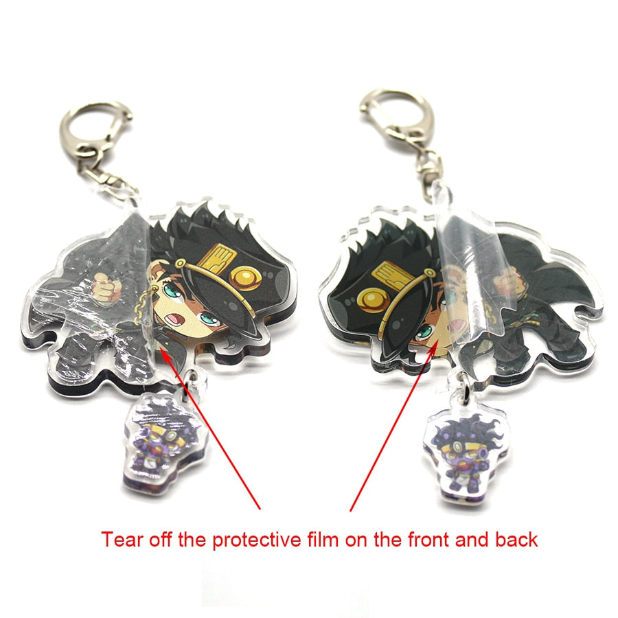 Anime Keychain JoJos Bizarre Adventure Man Key Chain for Women Accessories Cute Bag Pendant Key Ring Acrylic Cartoon Friends Gift