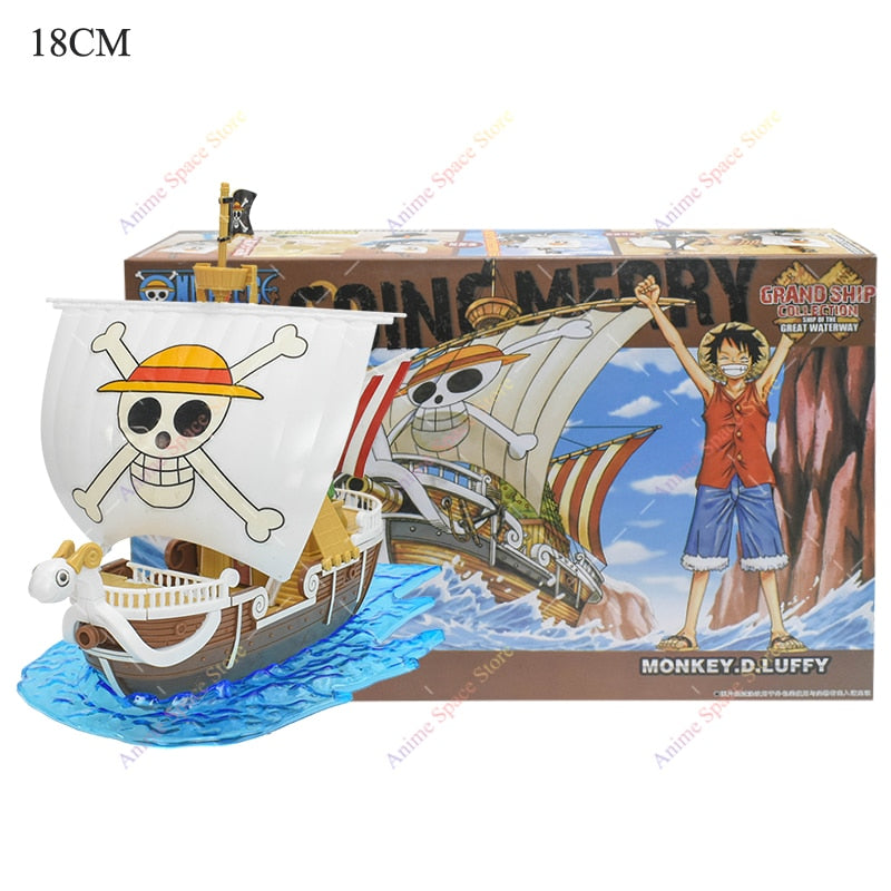 18cm Anime One Piece Figure Thousand Sunny Going Merry Boat Pirate Ship Fiugrine Toys Action Figures Shanks Assembly Model Toys