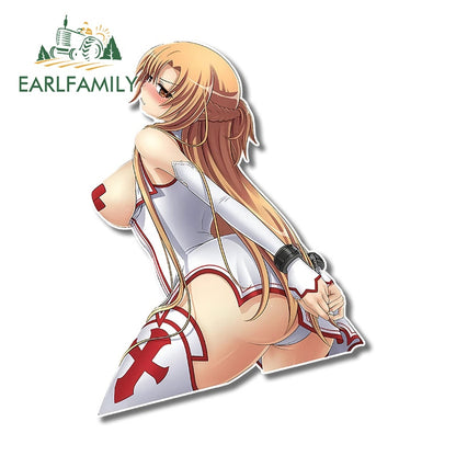 13cm x 9.5cm for Sword Art Online Asuna Yamase Car Stickers Graffiti Windows Motorcycle Car Accessoires Decal RV JDM