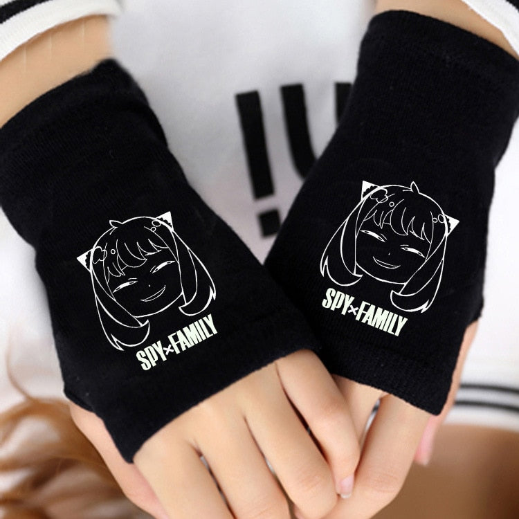 1 Pair Cartoon Anime Spy X Family Cosplay Cotton Wrist Gloves Loid Anya Yor Forger Half Finger Gloves Plush Toys Children Gifts