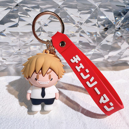 Anime Chainsaw Man Keychain Very Cool Soft Rubber Devil Denji Car Keyring Cute Pochita Toy Key Chain Bag Pendant Key Holder Gift