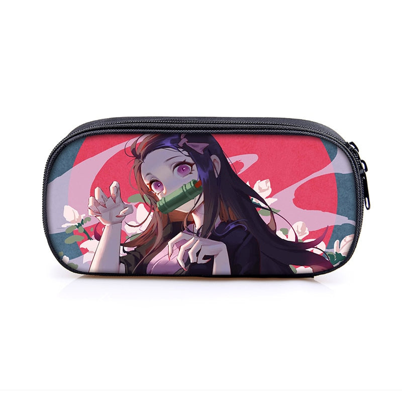 Anime Demon Slayer Kimetsu No Yaiba Canvas Purse Pencil Case Zipper Makeup Bag Pen Stationery Bag catoon Pencil Box