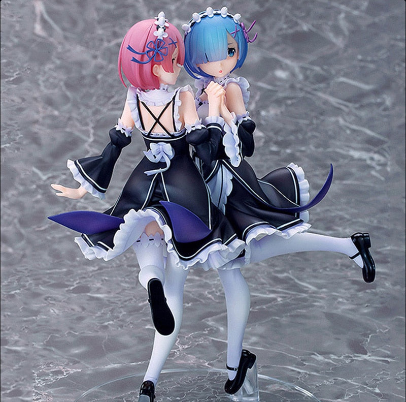 25cm Re: ZERO Starting Life in Another World Anime Figure Rem & Ram Twins Action Figure Rem/Ram Figure Collection Model Doll Toys