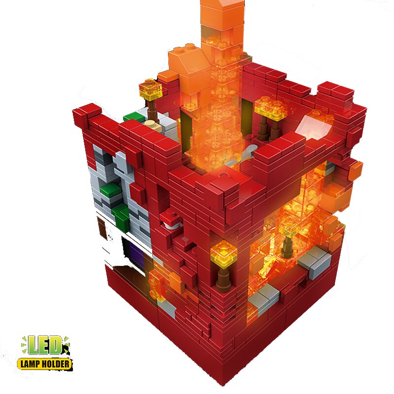 Minecraft Fire Room Building Blocks Kit Bricks World Classic Creative Assembling Educational Kids Toys Boys For Children Gift