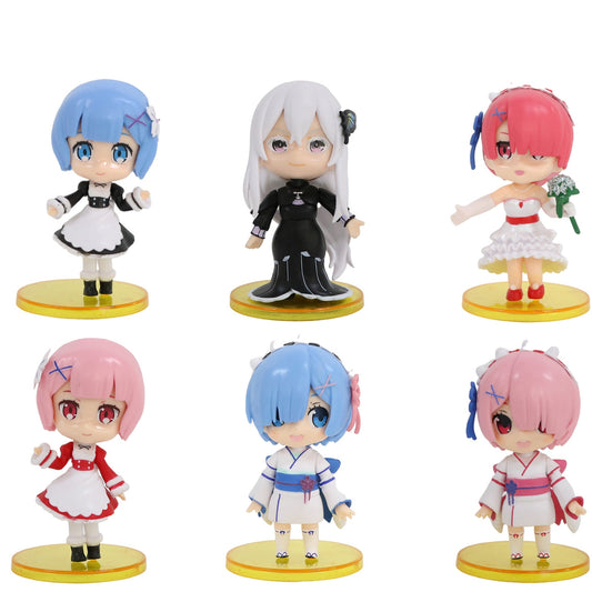 Kawaii Rem Figures Re: Zero In A Different World From Zero Ram Echidna Anime Figur Pvc Toy Model Hand Made Anime Dolls Toys Gift