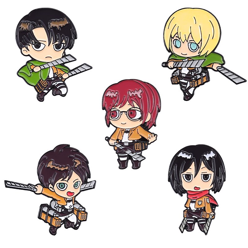 4-5pcs/Set Anime Pins Suit Enamel Pin JOJO's Bizarre Adventure Attack on Titan Jujutsu Kaisen Brooches Gift Friend Wholesale