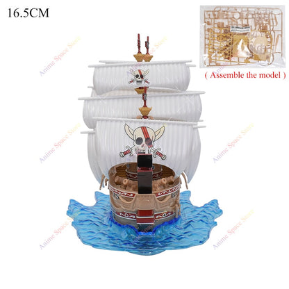 18cm Anime One Piece Figure Thousand Sunny Going Merry Boat Pirate Ship Fiugrine Toys Action Figures Shanks Assembly Model Toys