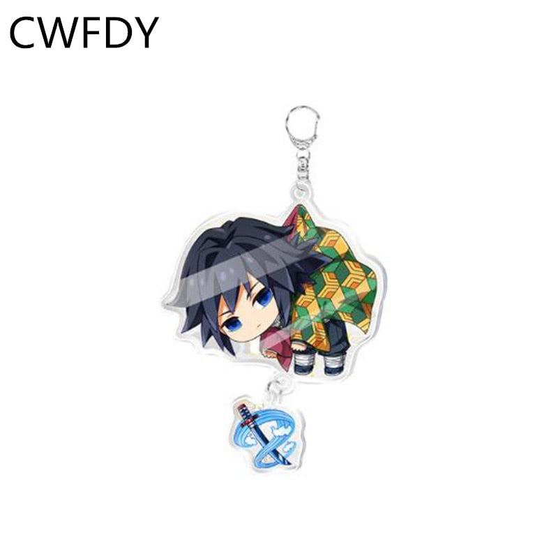 Anime Demon Slayer Kimetsu No Yaiba Keychain Kamado Tanjirou Kamado-Nezuko Tomioka Giyuu Acrylic Key Chain Cute Funny Cartoon