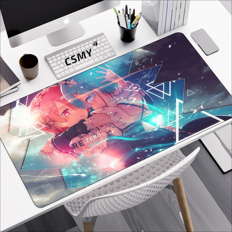 Anime Mouse Pad Gamer Re: Zero Rem Pc Gaming Accessories Rubber Mat Deskmat Mousepad Mats Keyboard Cabinet Mause Laptops Pads Xxl