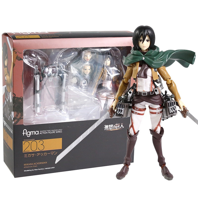 Figma Attack on Titan Eren Jaeger / Mikasa Ackerman / Levi Ackerman / PVC Action Figure Model Toy Figuirne