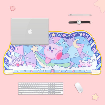 Kawaii Anime Kirby Mouse Pad Cartoon Cute Plush Rug Blanket Student Huge Wrist Pad Non Slip Table Mat Carpet Accessories Gifts