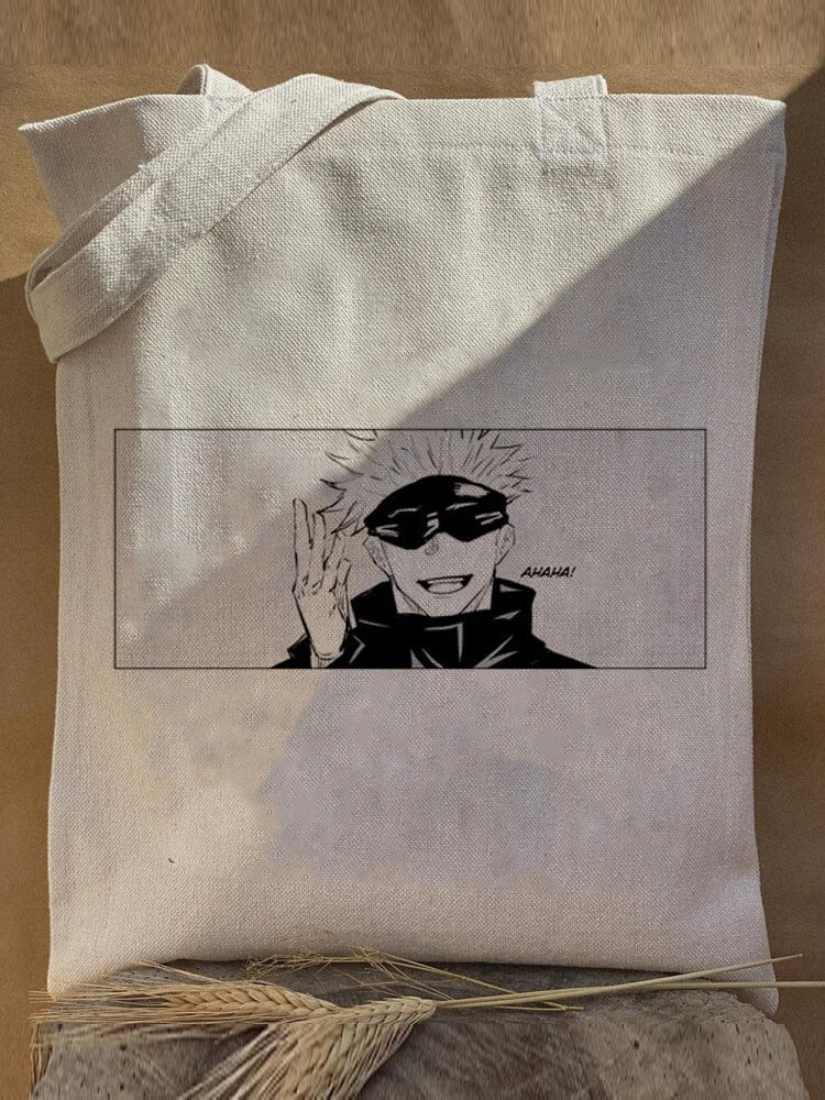 Harajuku Y2k anime Jujutsu Kaisen Women Bags Shopping Bag Canvas Shopper Bag Reusable Tote Bag Handbags Shoulder Bag Collapsible