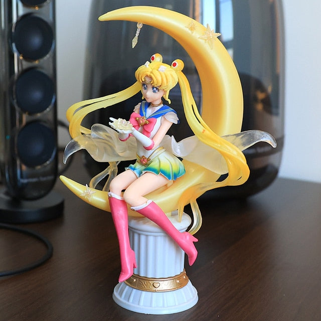 20CM Sailor Moon Anime Tsukino Usagi PVC Moon Hare Sailor Moon Zero Figure Cartoon Character Model Toy Collection Gift Anime Toy