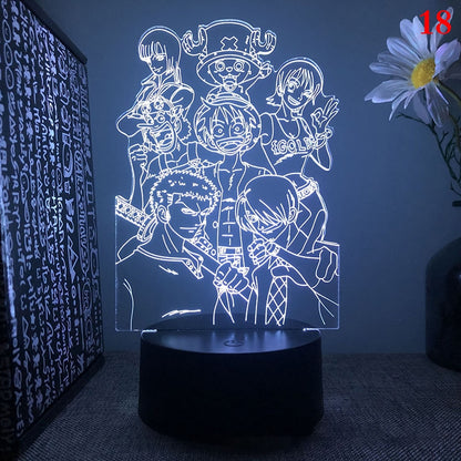 Anime One Pieces Lamp Figure Luffy Sanji Zoro Nami 3D Led Night Light Child Manga Gift Color Changing Action Figure Model Toy