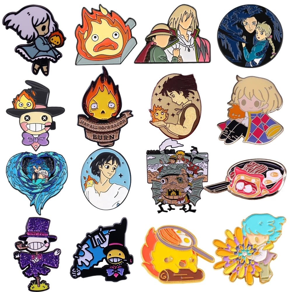 Howl&#39;s Moving Castle Anime Enamel Pins Metal Brooch Badge Fashion Jewellery Lapel Fun Bag Accessory Gifts Studio Ghibli