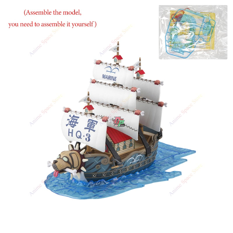 18cm Anime One Piece Figure Thousand Sunny Going Merry Boat Pirate Ship Fiugrine Toys Action Figures Shanks Assembly Model Toys