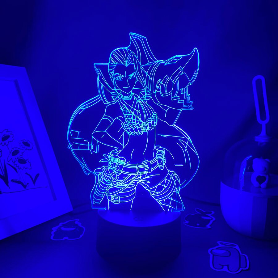 LOL League of Legends Game Figure Jinx 3D Led Neon Night Light Sitting Room Colorful Decor Game LOL Jinx Lava Lamp Gifts For Kid