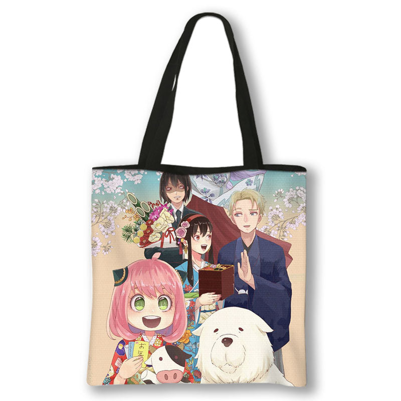 Japanese Anime Spy x Family Print Handbag Women Manga Characters Anya Shopping Bags Harajuku Totes Bag Canvas Shoulder Bags Gift