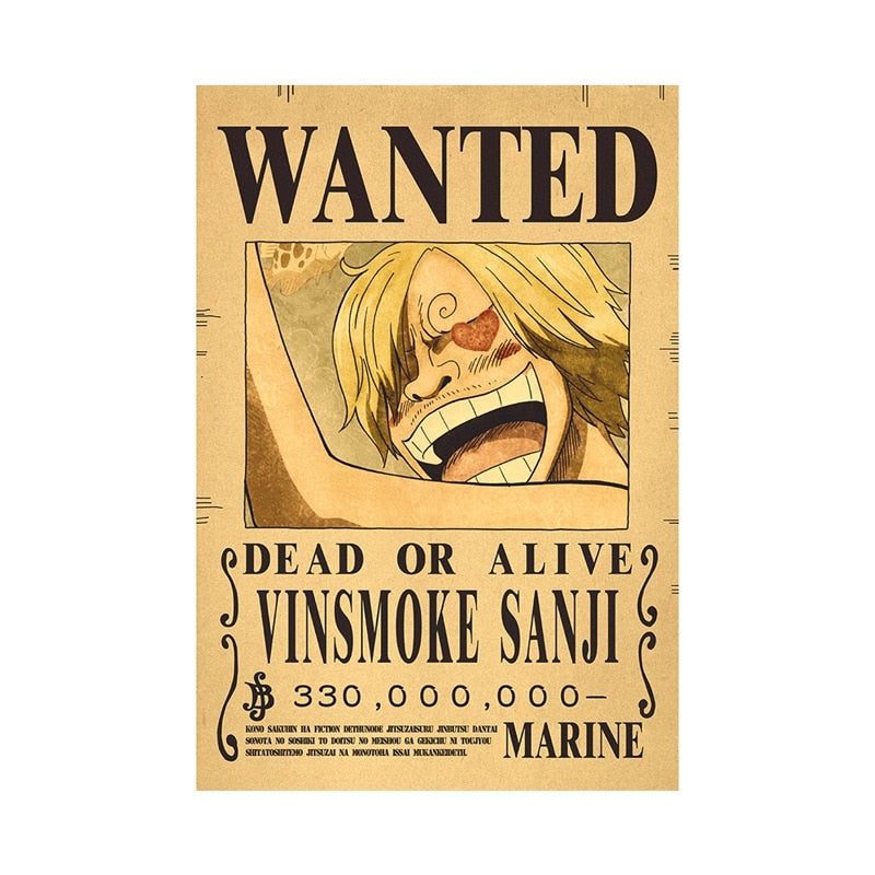 New Anime One Piece Bounty Wanted Posters 4 Emperors Kid Action Figures Vintage Living Room Wall Decoration Stickers Poster Toys