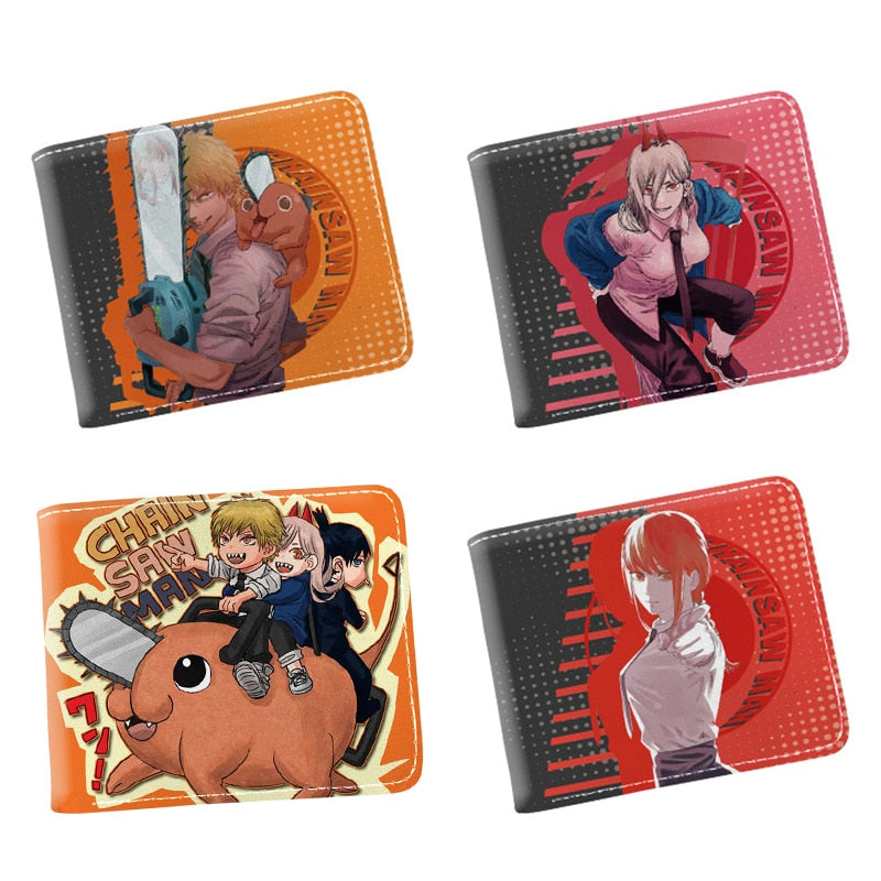 Chainsaw Man Wallets Cosplay Anime Makima Power Denji Pochita Cartoon Pu Wallet Short Coin Purse Card Holder