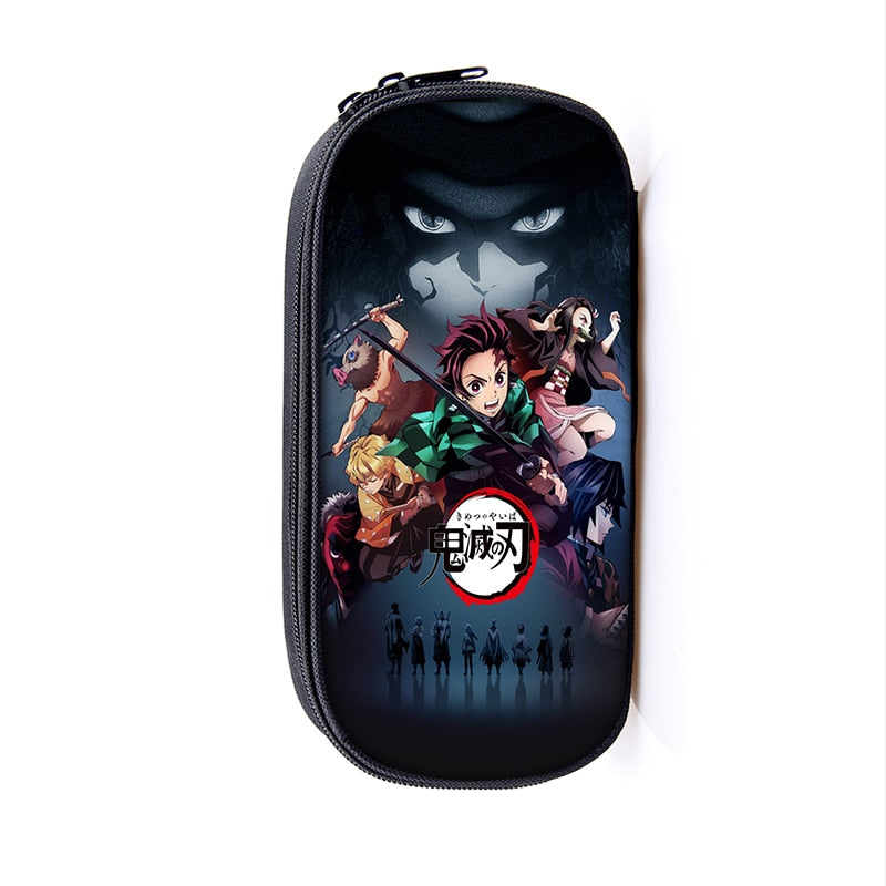 Anime Demon Slayer Kimetsu No Yaiba Canvas Purse Pencil Case Zipper Makeup Bag Pen Stationery Bag catoon Pencil Box