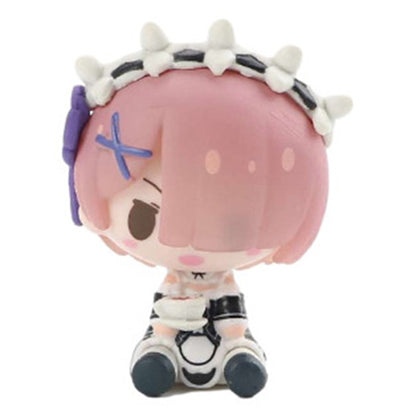 Anime Re: Zero In A Different World From Zero Figure Rem Ram Q Version Toys Kawaii Pvc Model Doll Ornaments Gifts for Kids