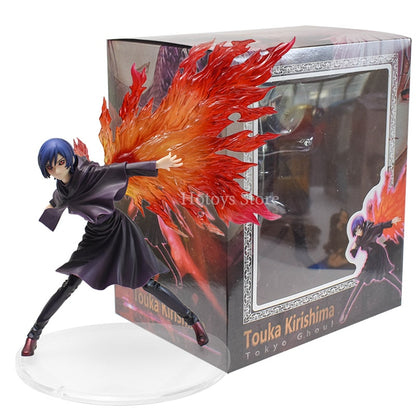 22-24cm Tokyo Ghoul Figure Touka Kirishima Dolls Action Figures Kaneki Ken Two Heads Awakening Figurine Model Toys Birthday Gift