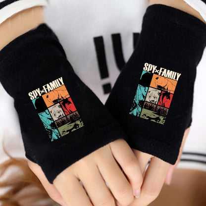 1 Pair Cartoon Anime Spy X Family Cosplay Cotton Wrist Gloves Loid Anya Yor Forger Half Finger Gloves Plush Toys Children Gifts