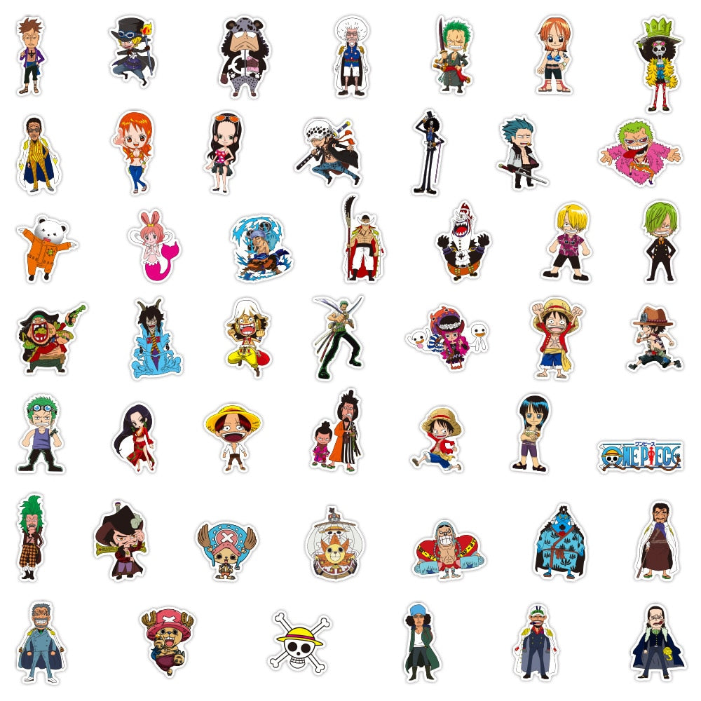 10/30/50/100pcs Vintage ONE PIECE Stickers Anime for Kids Toy DIY Motorcycle Helmet Phone Skateboard Cartoon Decal Sticker Packs