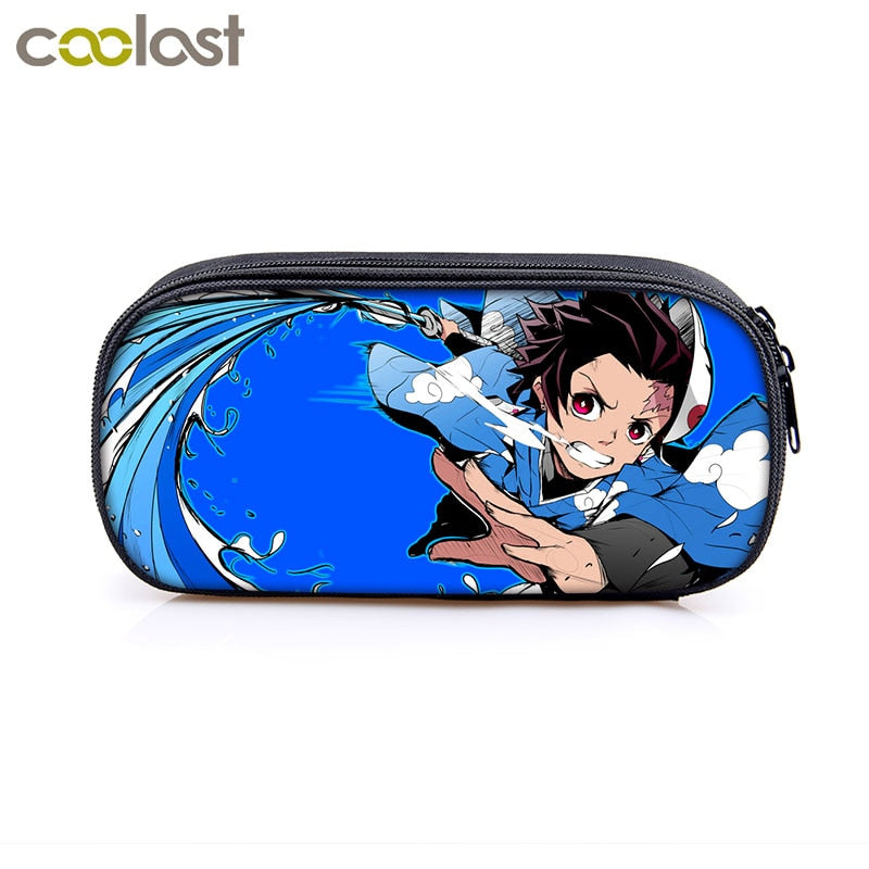 Anime Demon Slayer Kimetsu No Yaiba Canvas Purse Pencil Case Zipper Makeup Bag Pen Stationery Bag catoon Pencil Box