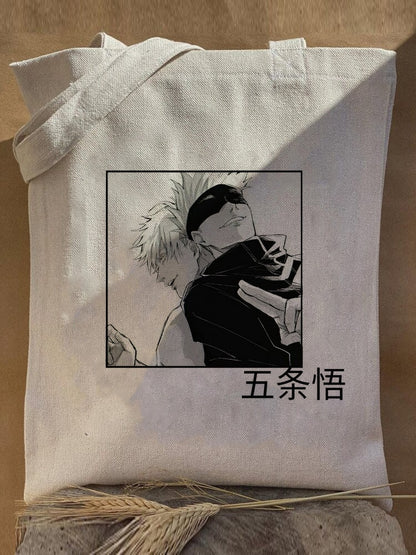 Harajuku Y2k anime Jujutsu Kaisen Women Bags Shopping Bag Canvas Shopper Bag Reusable Tote Bag Handbags Shoulder Bag Collapsible