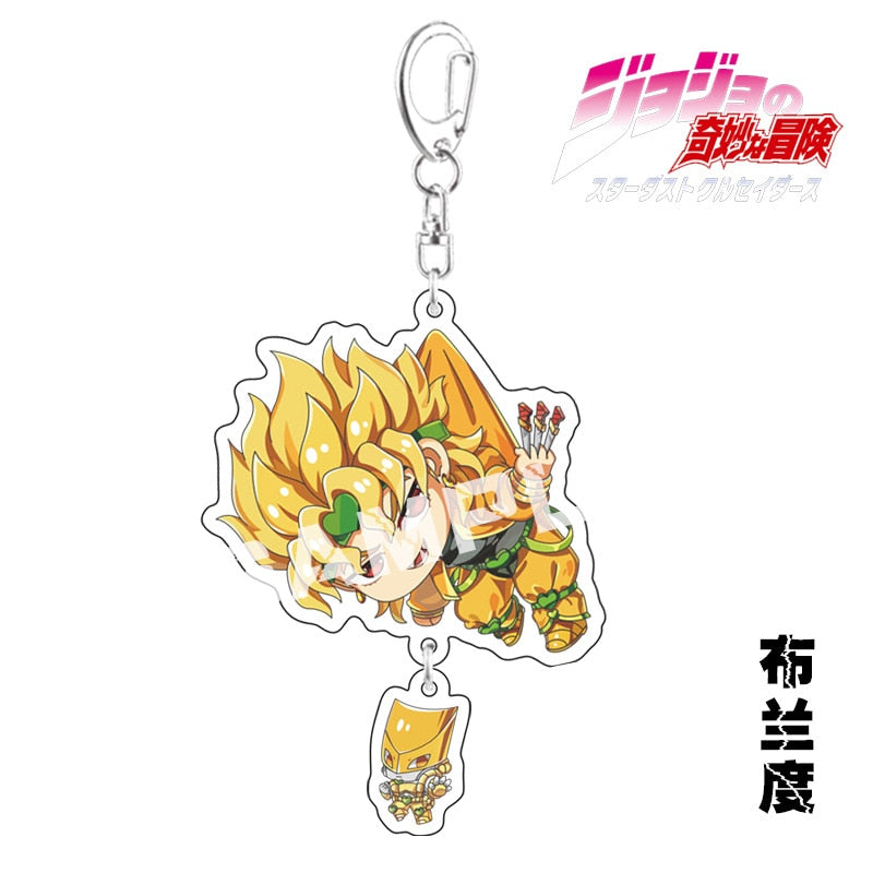 Anime Keychain JoJos Bizarre Adventure Man Key Chain for Women Accessories Cute Bag Pendant Key Ring Acrylic Cartoon Friends Gift