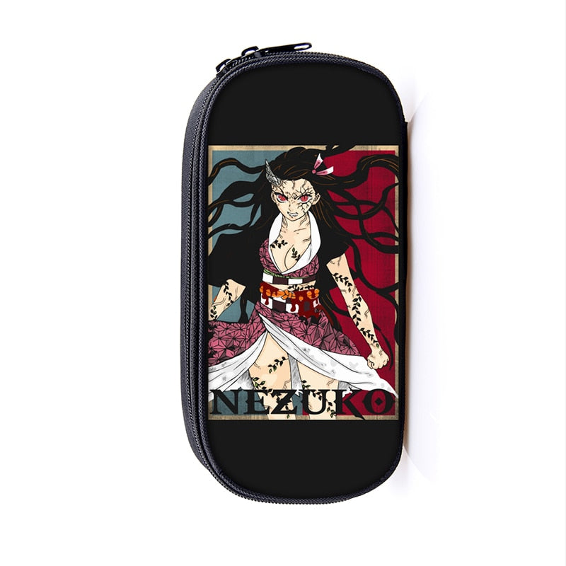 Anime Demon Slayer Kimetsu No Yaiba Canvas Purse Pencil Case Zipper Makeup Bag Pen Stationery Bag catoon Pencil Box