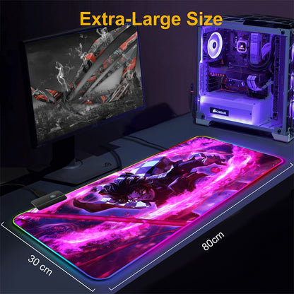 Demon Slayer Mouse Pad Pc Rgb Anime Rug Setup Gamer Accessories Gaming Mats with Backlight Mat Mousepad Speed Led Keyboard Mat