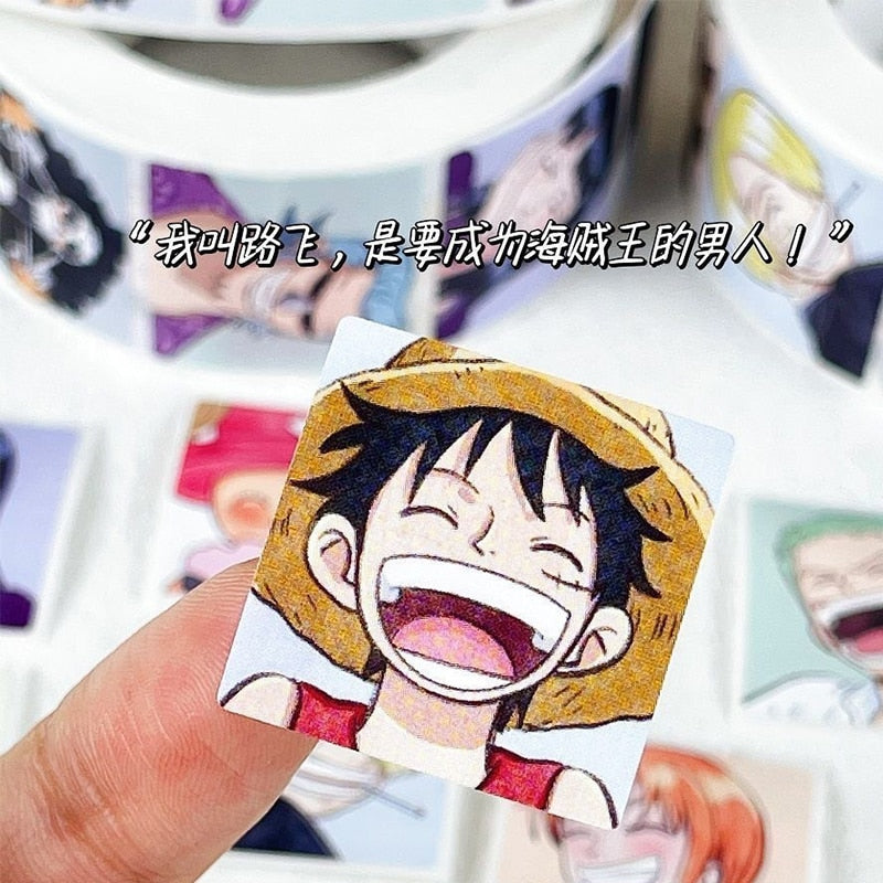 500pcs One Piece Tape Stickers Whole Volume Anime Cartoon Creative Decorative Sealing Stickers Card Wall Stickers Roll Stickers