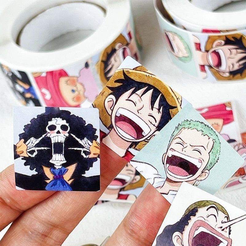 500pcs One Piece Tape Stickers Whole Volume Anime Cartoon Creative Decorative Sealing Stickers Card Wall Stickers Roll Stickers