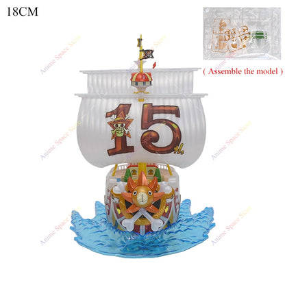 18cm Anime One Piece Figure Thousand Sunny Going Merry Boat Pirate Ship Fiugrine Toys Action Figures Shanks Assembly Model Toys