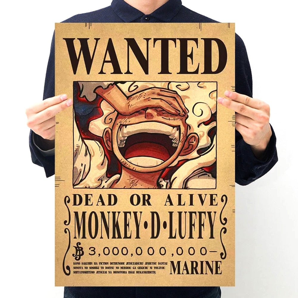 New Anime One Piece Bounty Wanted Posters 4 Emperors Kid Action Figures Vintage Living Room Wall Decoration Stickers Poster Toys