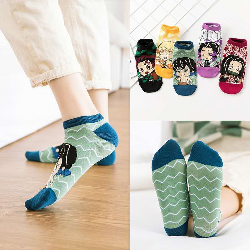 Demon Slayer Sock Short Socks Cosplay Prop Cartoons Anime Kimetsu No Yaiba Kamado Tanjirou Kamado Nezuko Cotton Socks Halloween