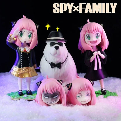 18CM Anya Forger PVC Replaceable Head Mini Spy X Family Figures Loid Forger Yor Forger Figurine Manga Doll Cute Toys