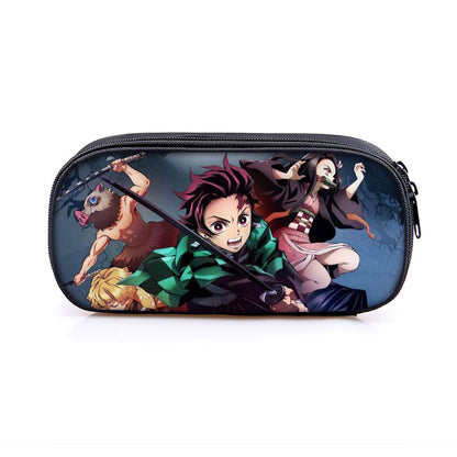 Anime Demon Slayer Kimetsu No Yaiba Canvas Purse Pencil Case Zipper Makeup Bag Pen Stationery Bag catoon Pencil Box