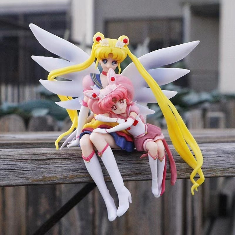 Bandai Anime Sailor Moon Pvc Doll Girl Toy Cake Decoration Action Model Car Ornament Children Christmas Birthday Gift