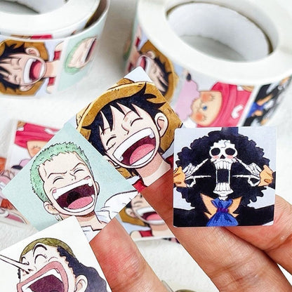 500pcs One Piece Tape Stickers Whole Volume Anime Cartoon Creative Decorative Sealing Stickers Card Wall Stickers Roll Stickers